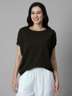 Women's Brown 100% Organic Cotton Regular Fit Tshirt