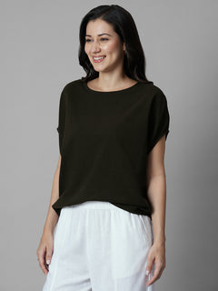 Women's Brown 100% Organic Cotton Regular Fit Tshirt