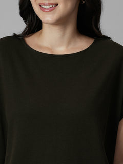 Women's Brown 100% Organic Cotton Regular Fit Tshirt