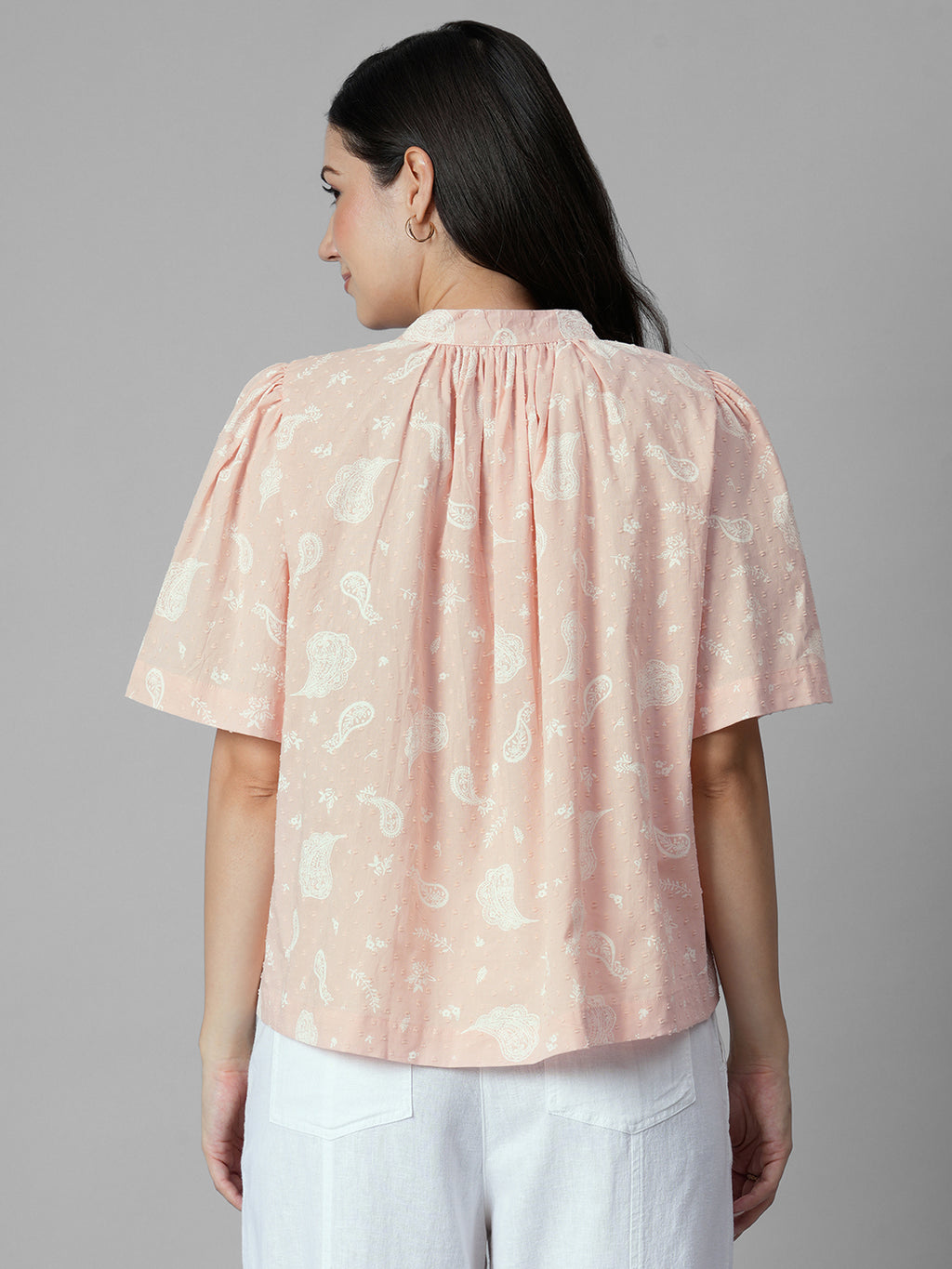 Women's Peach 100% Cotton Regular Fit Blouse