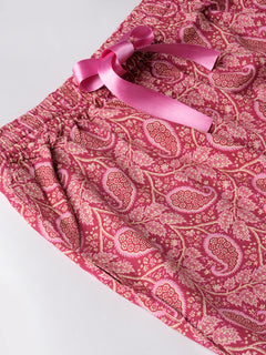Women's Pink 100% Viscose Regular Fit Pyjama