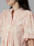 Women's Peach 100% Cotton Regular Fit Blouse