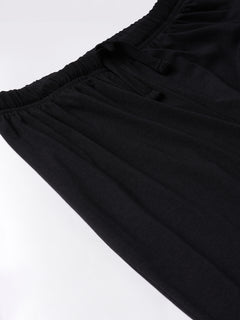Women's Black Cotton Bamboo Elastane Regular Fit Knit Pant