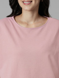 Women's Pink 100% Organic Cotton Regular Fit Tshirt
