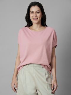 Women's Pink 100% Organic Cotton Regular Fit Tshirt