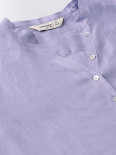 Women's Lilac 100% Linen Regular Fit Blouse