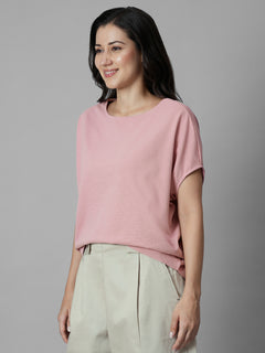 Women's Pink 100% Organic Cotton Regular Fit Tshirt