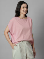 Women's Pink 100% Organic Cotton Regular Fit Tshirt