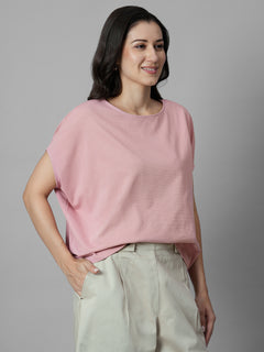 Women's Pink 100% Organic Cotton Regular Fit Tshirt