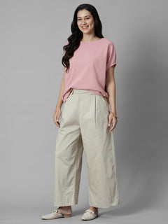 Women's Pink 100% Organic Cotton Regular Fit Tshirt