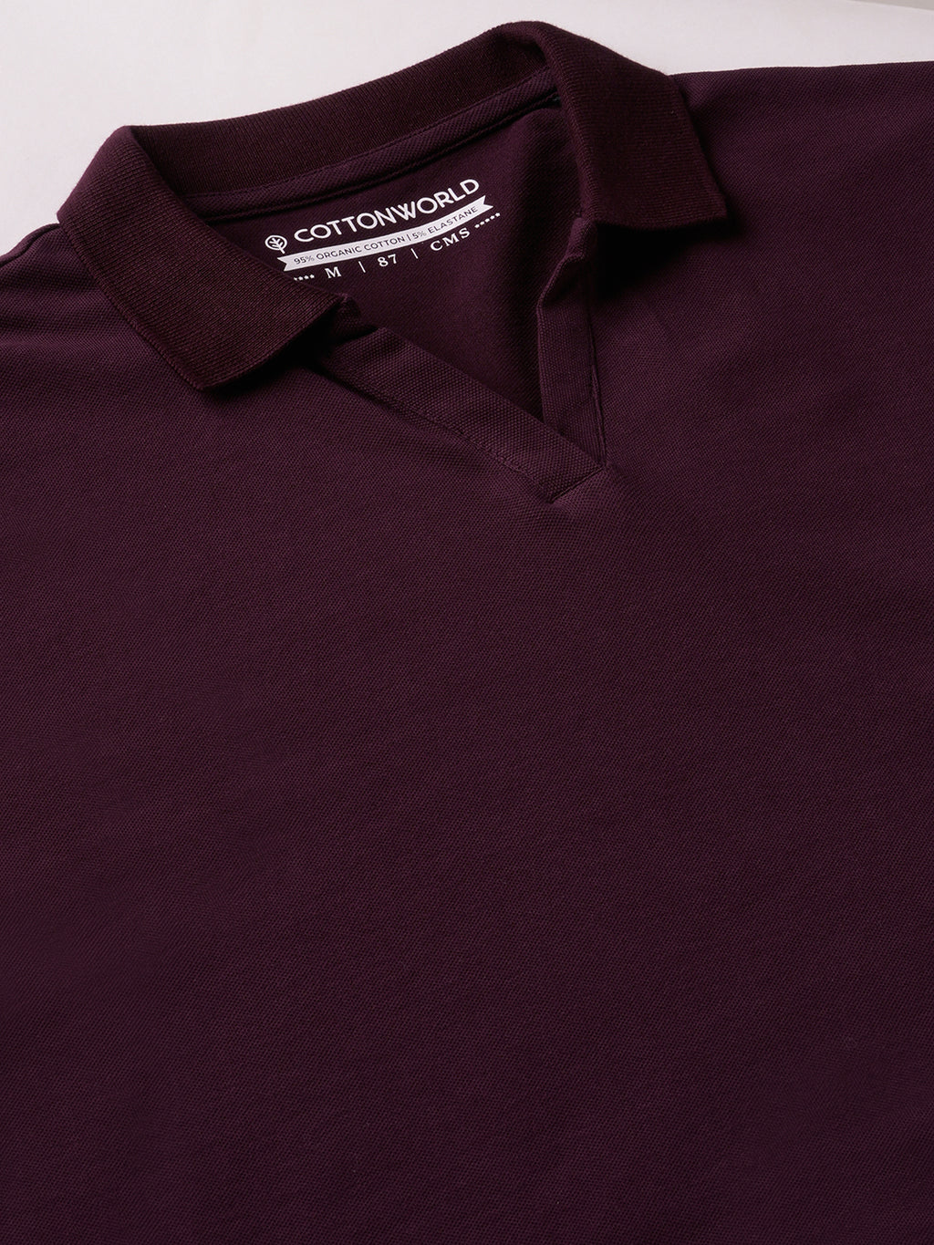 Women's Wine Cotton Elastane Regular Fit Tshirt
