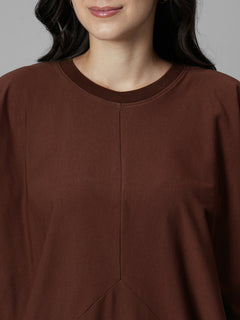 Women's Brick Cotton Elastane Boxy Fit Knit Dress