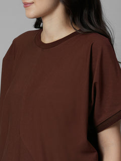 Women's Brick Cotton Elastane Boxy Fit Knit Dress