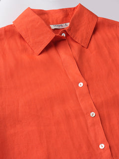 Women's Coral 100% Linen Boxy Fit Blouse