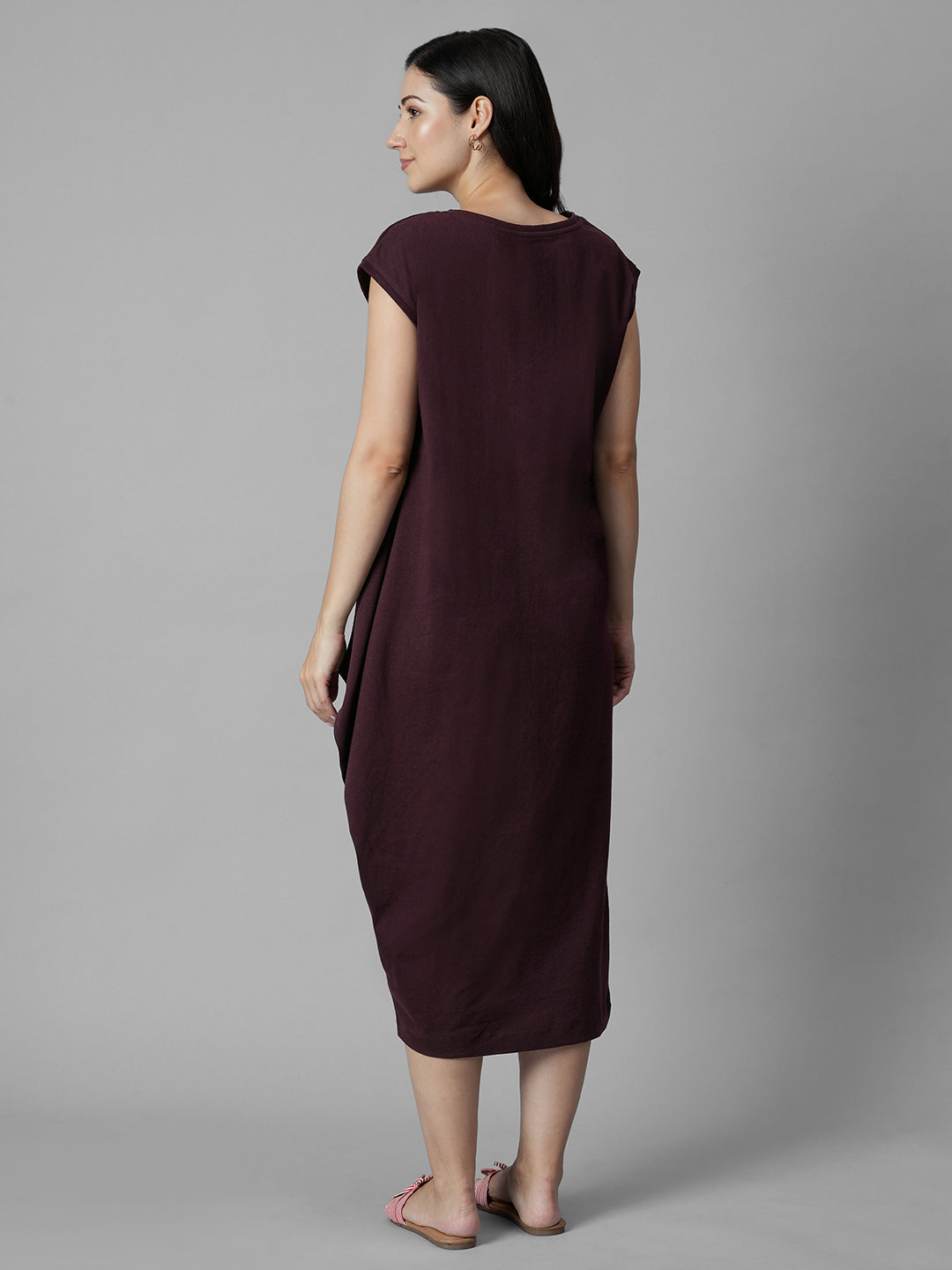 Women's Wine 100% Organic Cotton Regular Fit Knit Dress