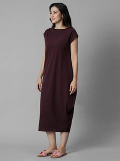 Women's Wine 100% Organic Cotton Regular Fit Knit Dress