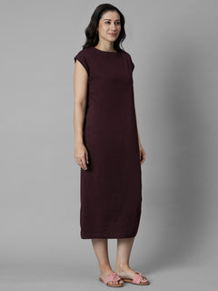 Women's Wine 100% Organic Cotton Regular Fit Knit Dress
