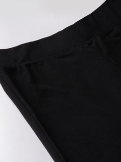 Women's Black Cotton Elastane Regular Fit Knit Pant