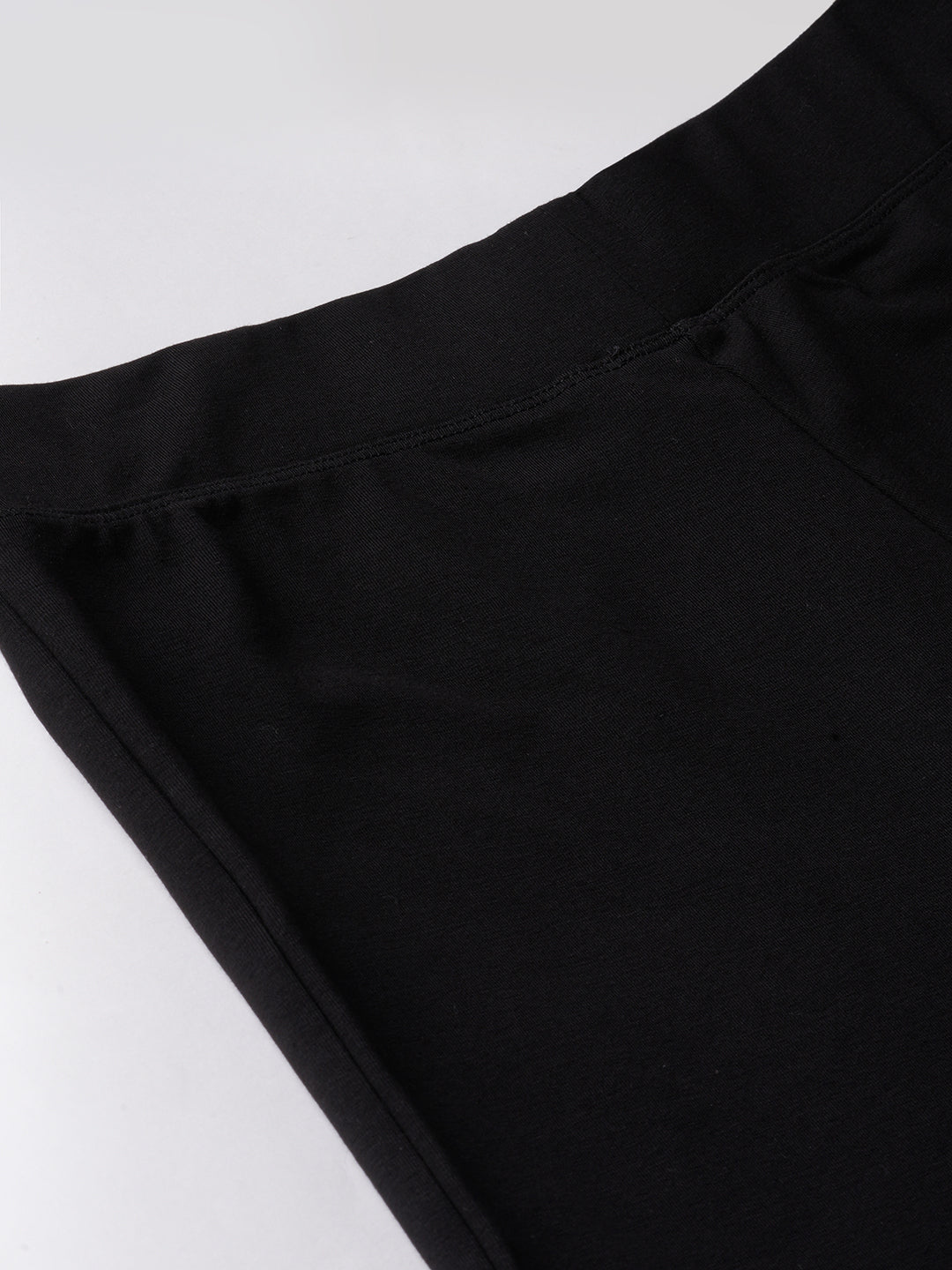 Women's Black Cotton Elastane Regular Fit Knit Pant