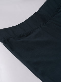 Women's Navy Cotton Elastane Regular Fit Knit Pant