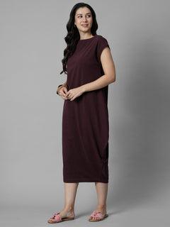 Women's Wine 100% Organic Cotton Regular Fit Knit Dress