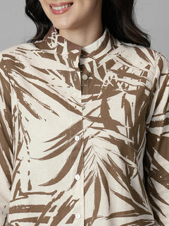 Women's Brown Linen Cotton Regular Fit Blouse