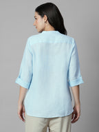 Women's Sky 100% Linen Regular Fit Blouse
