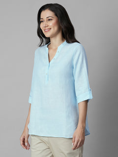 Women's Sky 100% Linen Regular Fit Blouse