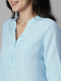 Women's Sky 100% Linen Regular Fit Blouse