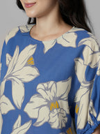 Women's Blue 100% Viscose Regular Fit Blouse