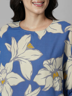Women's Blue 100% Viscose Regular Fit Blouse