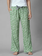 Women's Green 100% Viscose Regular Fit Pyjama