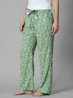 Women's Green 100% Viscose Regular Fit Pyjama
