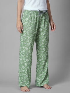 Women's Green 100% Viscose Regular Fit Pyjama