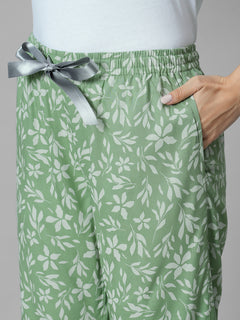 Women's Green 100% Viscose Regular Fit Pyjama