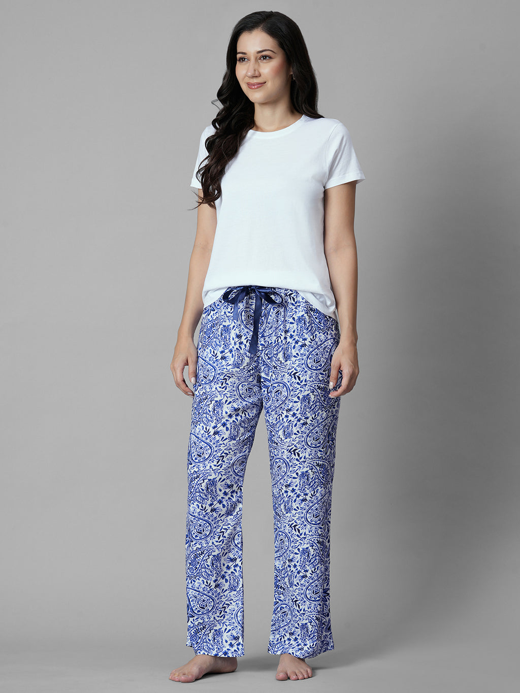 Women's Blue 100% Viscose Regular Fit Pyjama