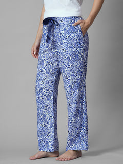 Women's Blue 100% Viscose Regular Fit Pyjama