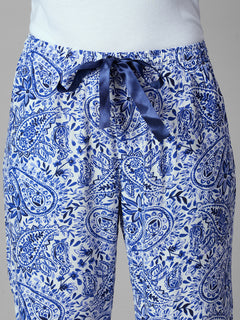 Women's Blue 100% Viscose Regular Fit Pyjama