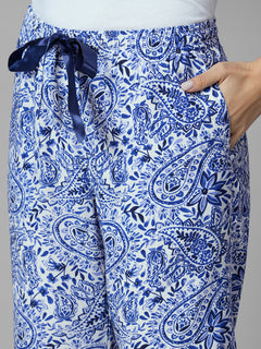 Women's Blue 100% Viscose Regular Fit Pyjama