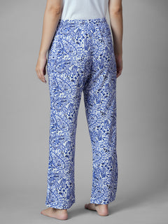 Women's Blue 100% Viscose Regular Fit Pyjama