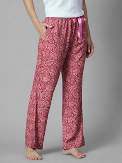 Women's Pink 100% Viscose Regular Fit Pyjama