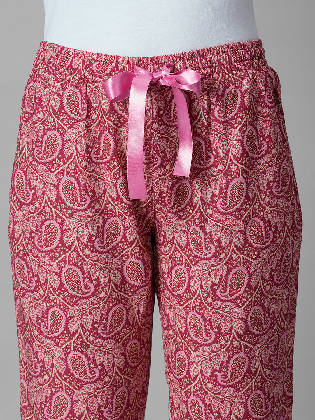 Women's Pink 100% Viscose Regular Fit Pyjama