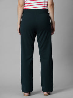Women's Navy Cotton Elastane Regular Fit Knit Pant
