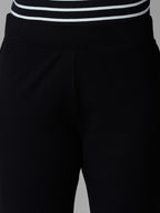 Women's Black Cotton Elastane Regular Fit Knit Pant