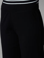 Women's Black Cotton Elastane Regular Fit Knit Pant