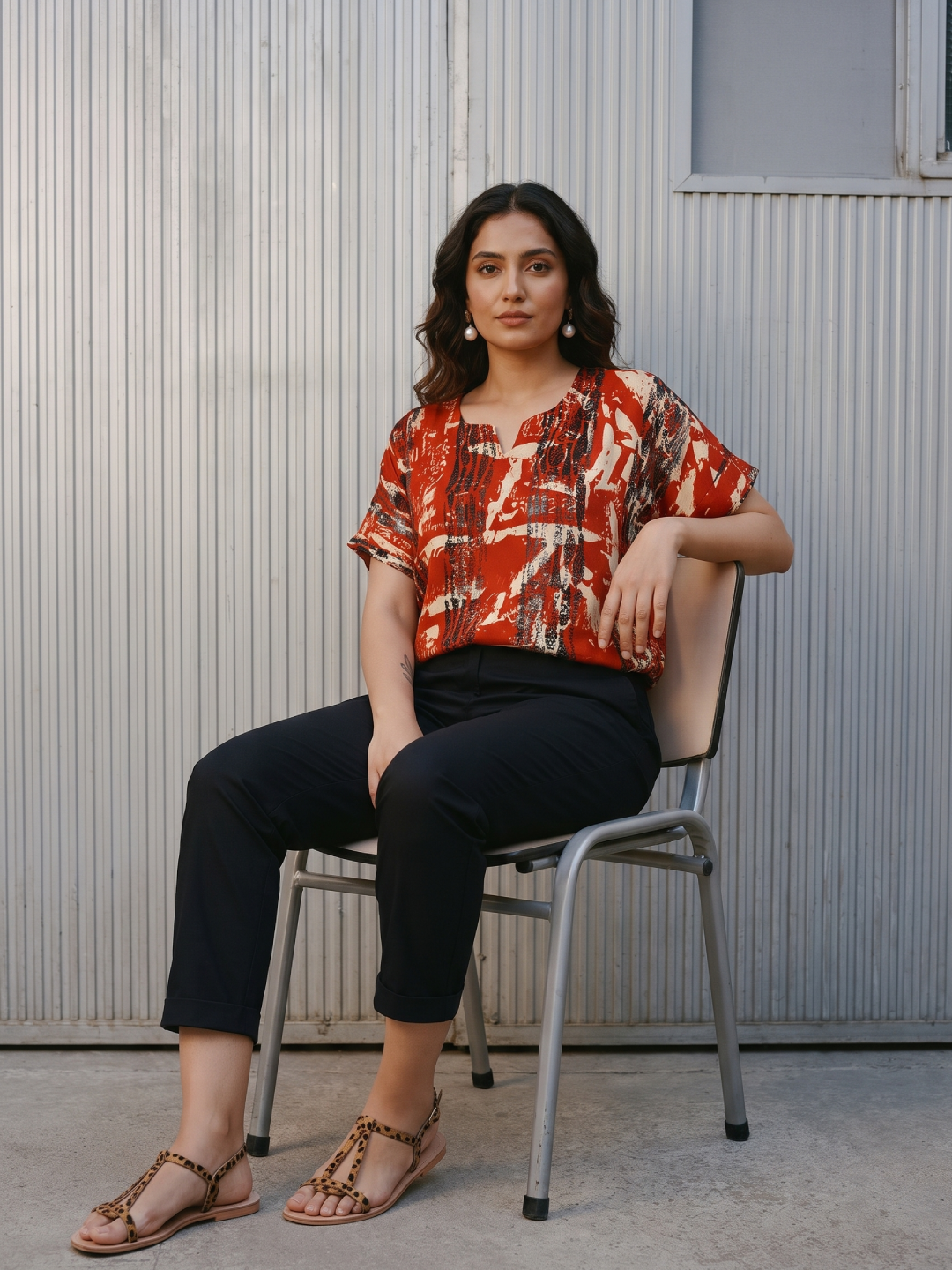 Women's Modal Viscose Relax Fit Blouse Red