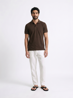 Men's White 100% Linen Regular Fit Pant