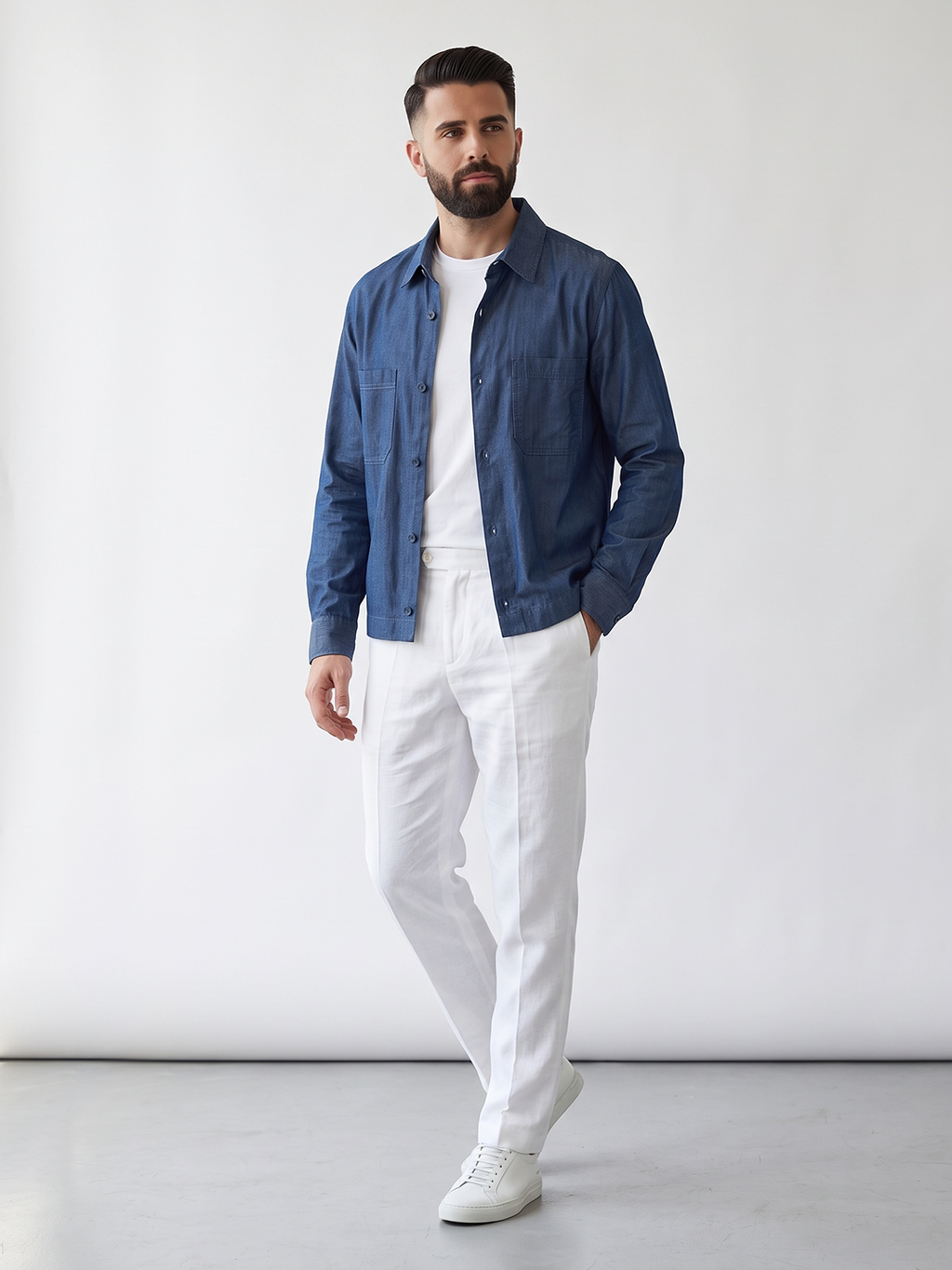 Men's 100% Cotton Regular Fit Jacket Navy