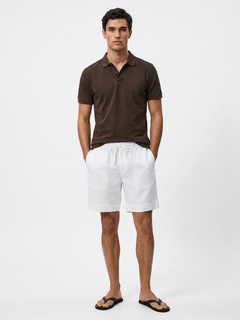 Men's Brown Cotton Elastane Slim Fit Tshirt