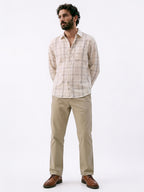 Men's Offwhite 100% Cotton Regular Fit Shirt